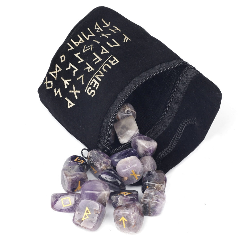 Natural Crystal Runes Set for Divination and Healing