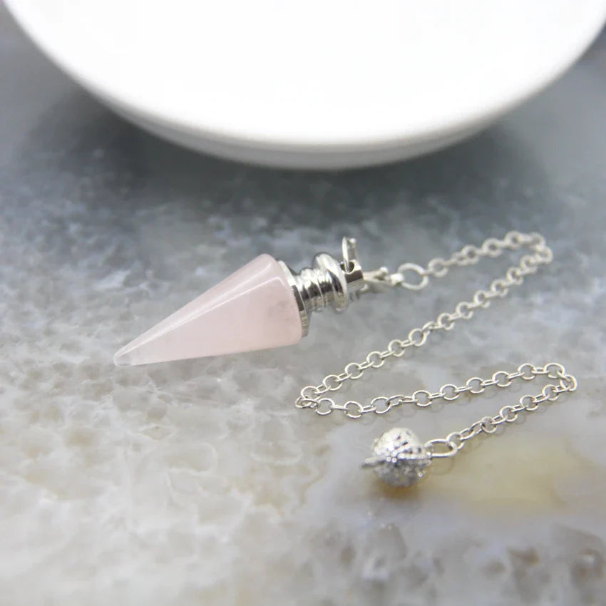 Healing Silver Crystal Pendulums for Divination and Dowsing