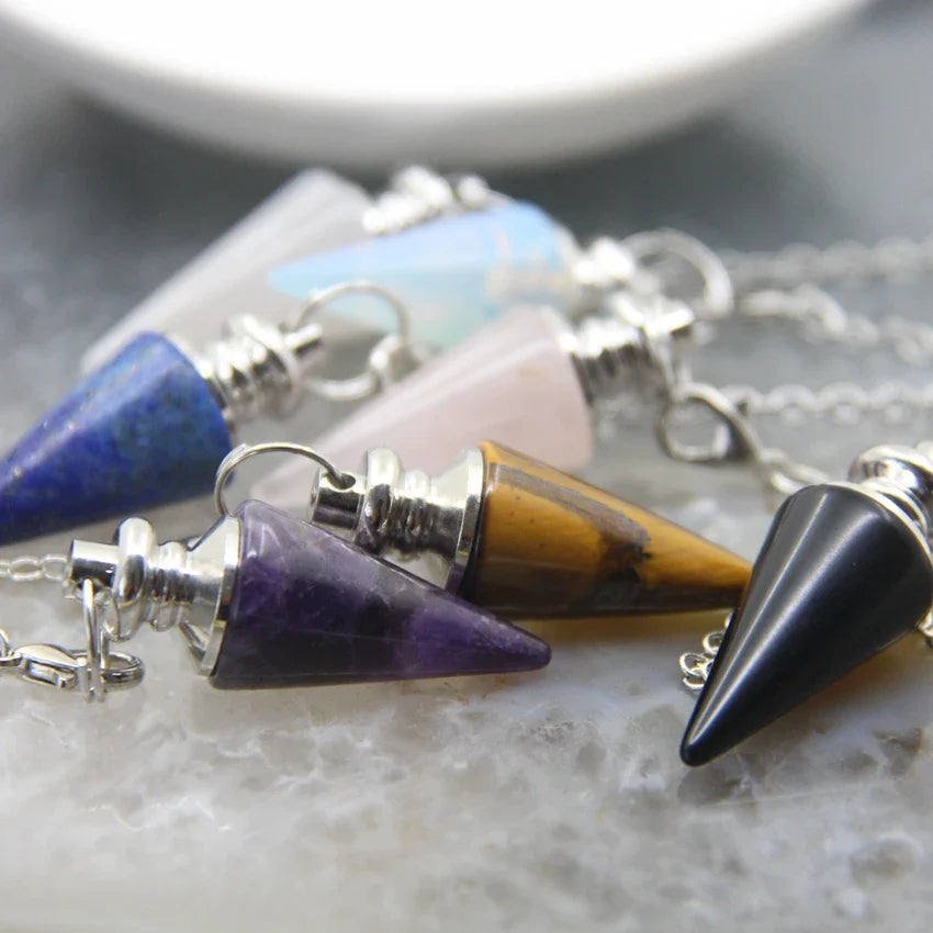 Healing Silver Crystal Pendulums for Divination and Dowsing