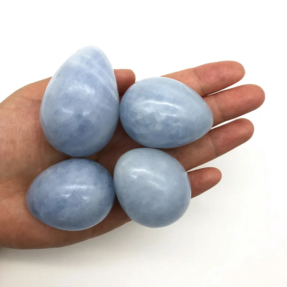 Uplifting Blue Celestite Crystal Egg For Healing And Calm