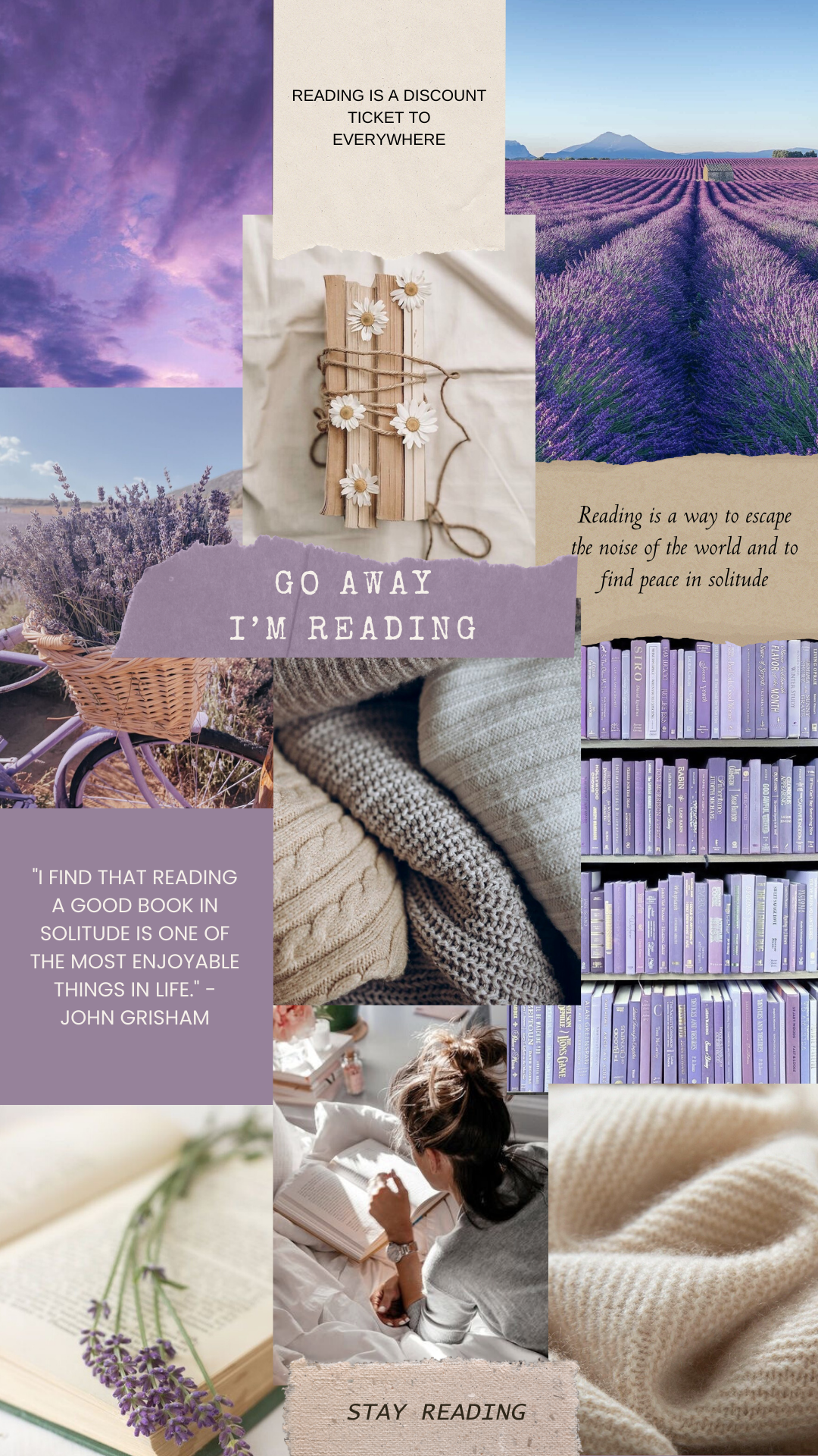 Cozy Lavender Scented Go Away I'm Reading Candle 9 OZ