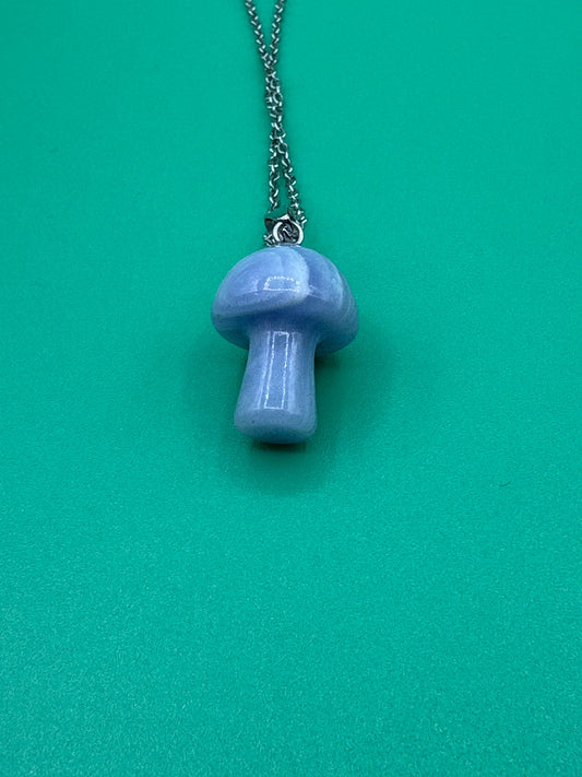 Blue Lace Agate Mushroom Necklace