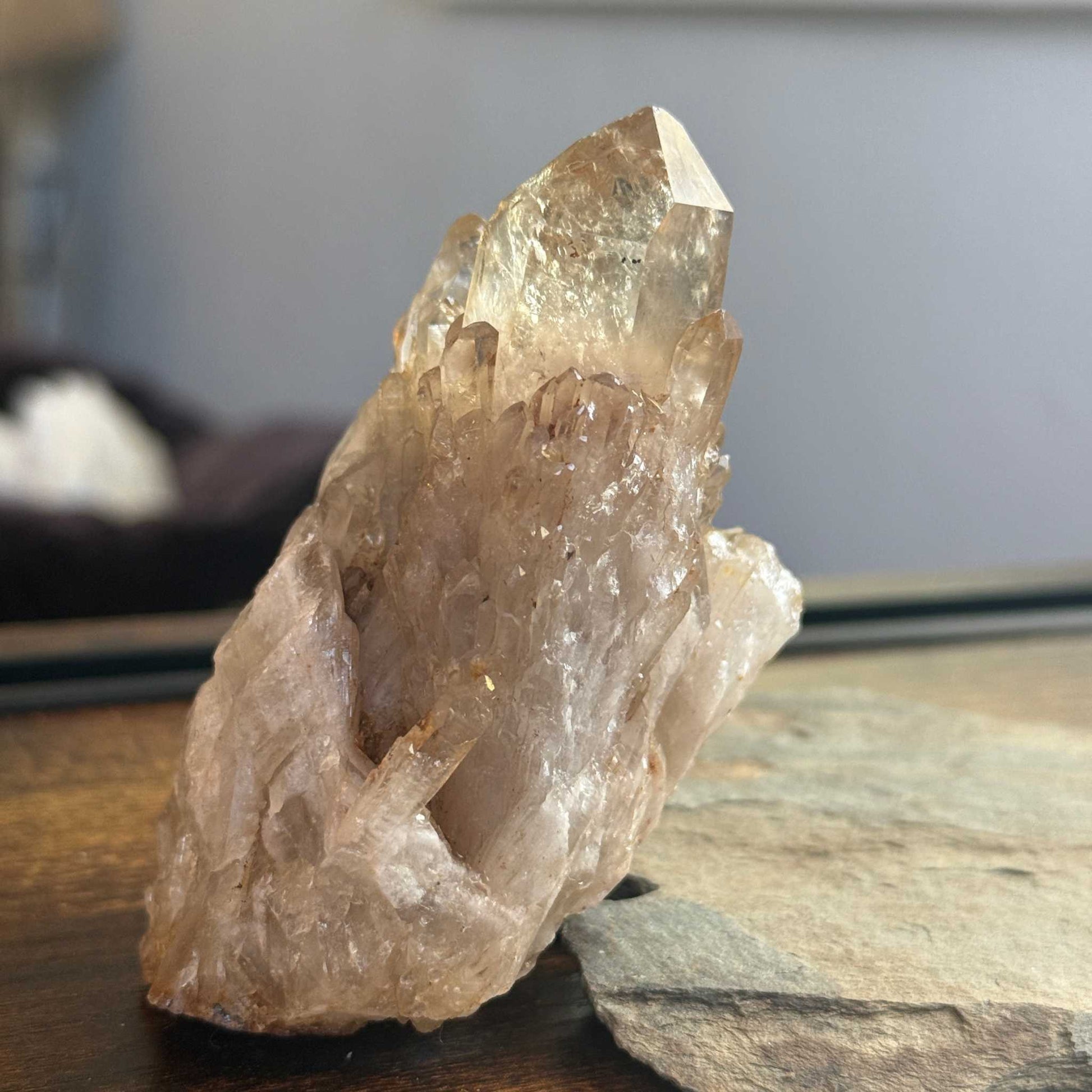 Rare Natural Kundalini Citrine Crystal Cluster with Cave