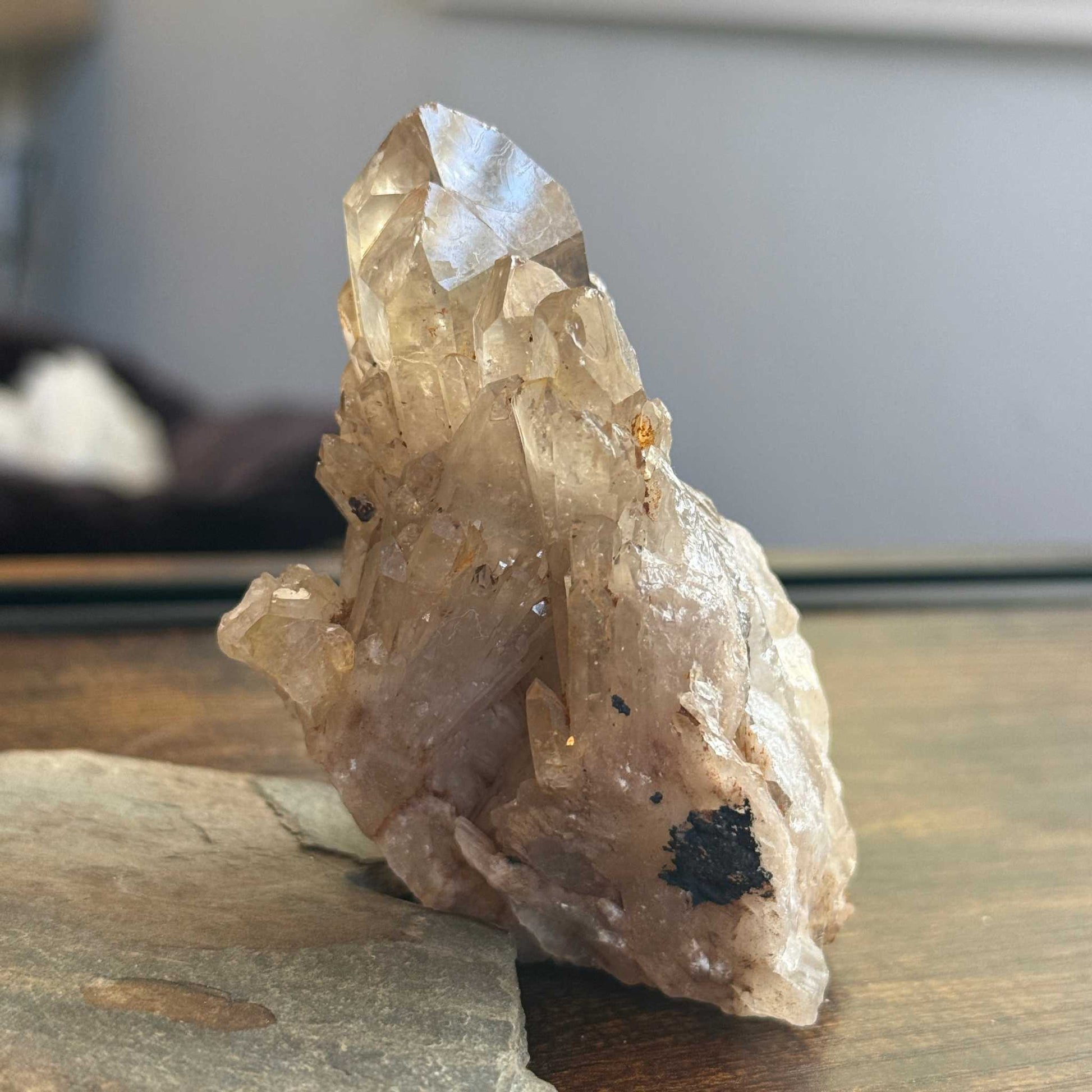 Rare Natural Kundalini Citrine Crystal Cluster with Cave
