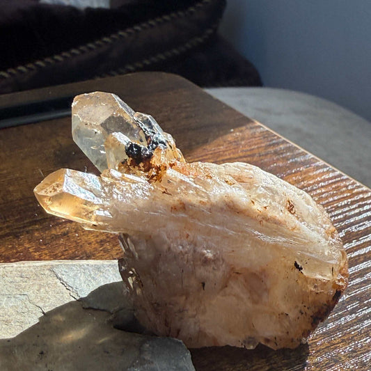 Kundalini Citrine Cluster With Guardian Hematite Crystal