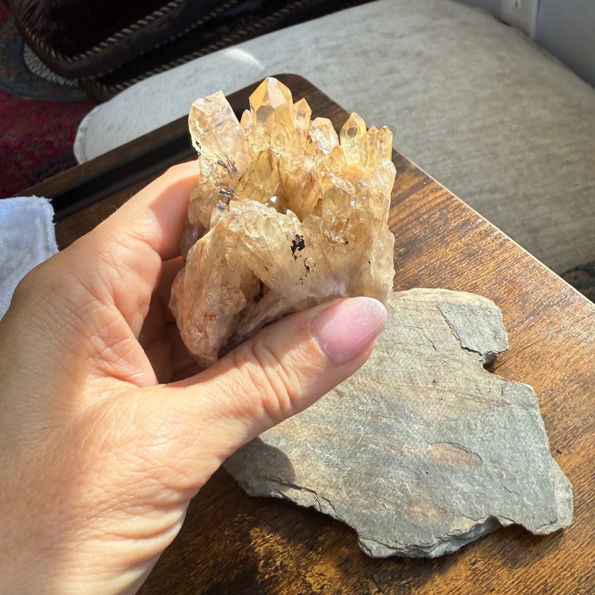 Kundalini Citrine Healing Crystal Cluster with Cave