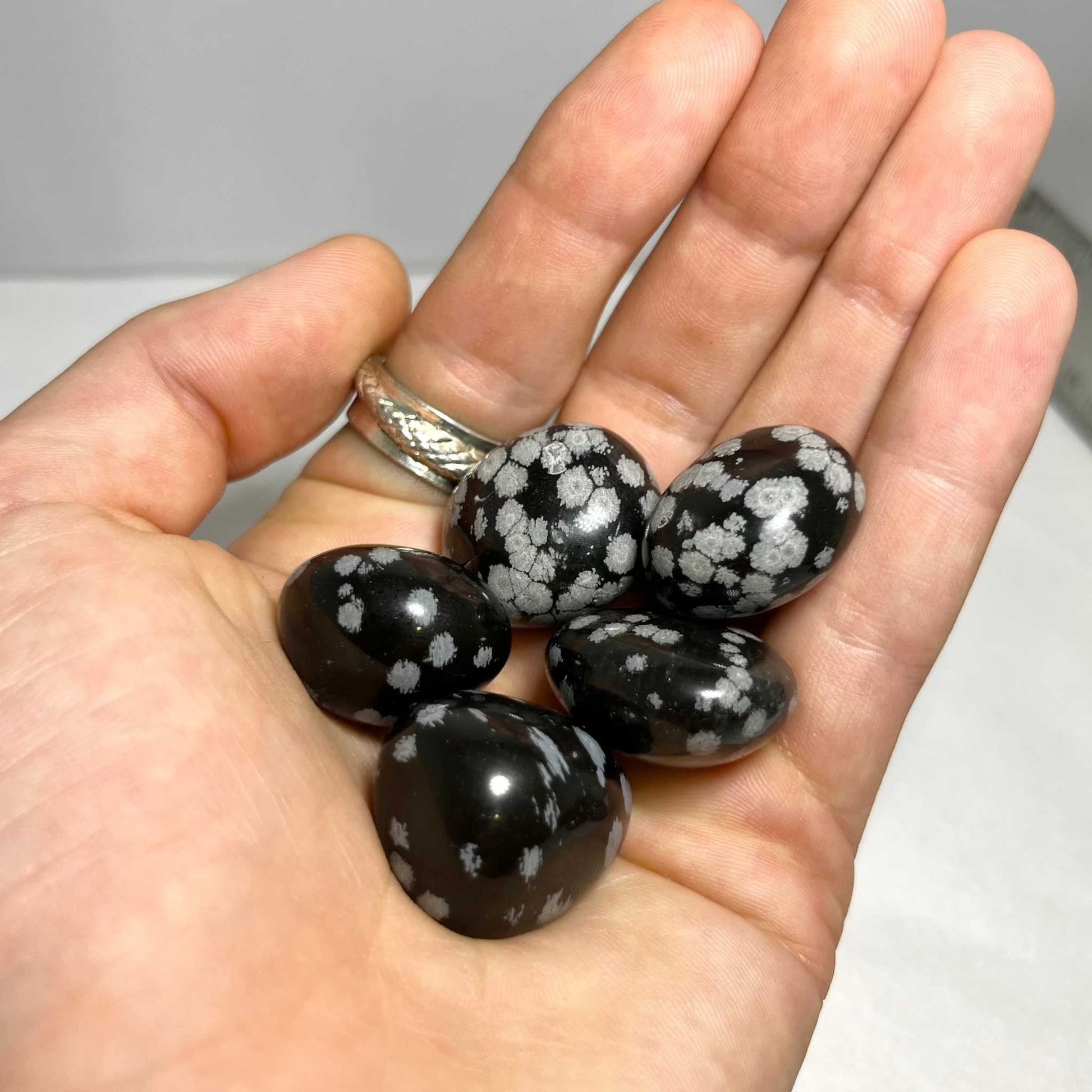 Snowflake Obsidian Tumbled Stone for Protection and Balance