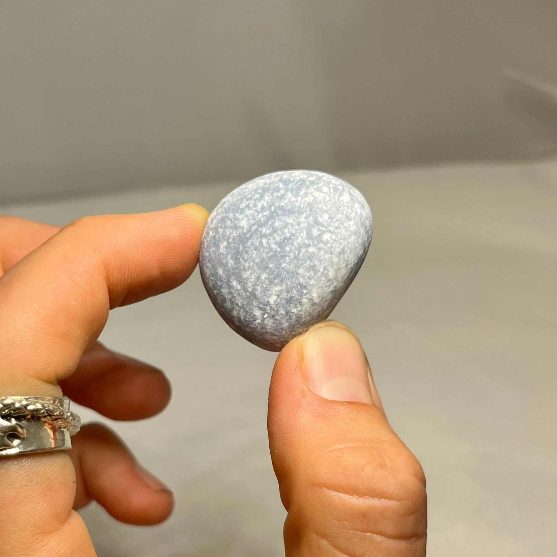 Serene Angelite Tumbled Pocket Stone for Spiritual Healing