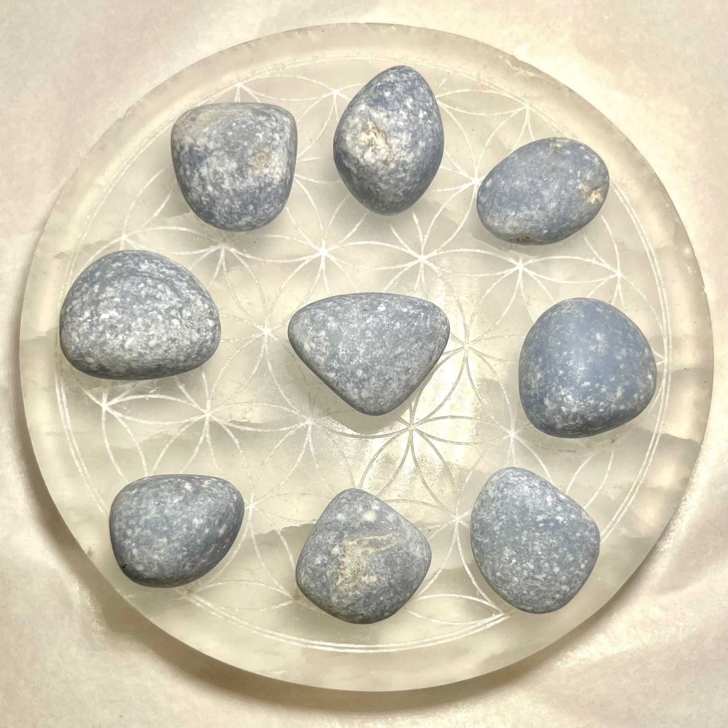 Serene Angelite Tumbled Pocket Stone for Spiritual Healing