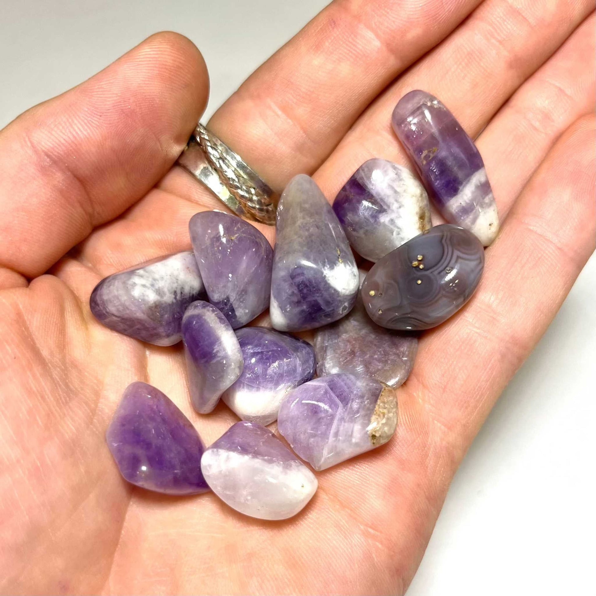 Chevron Amethyst Tumbled Stone for Clarity and Spiritual Gem