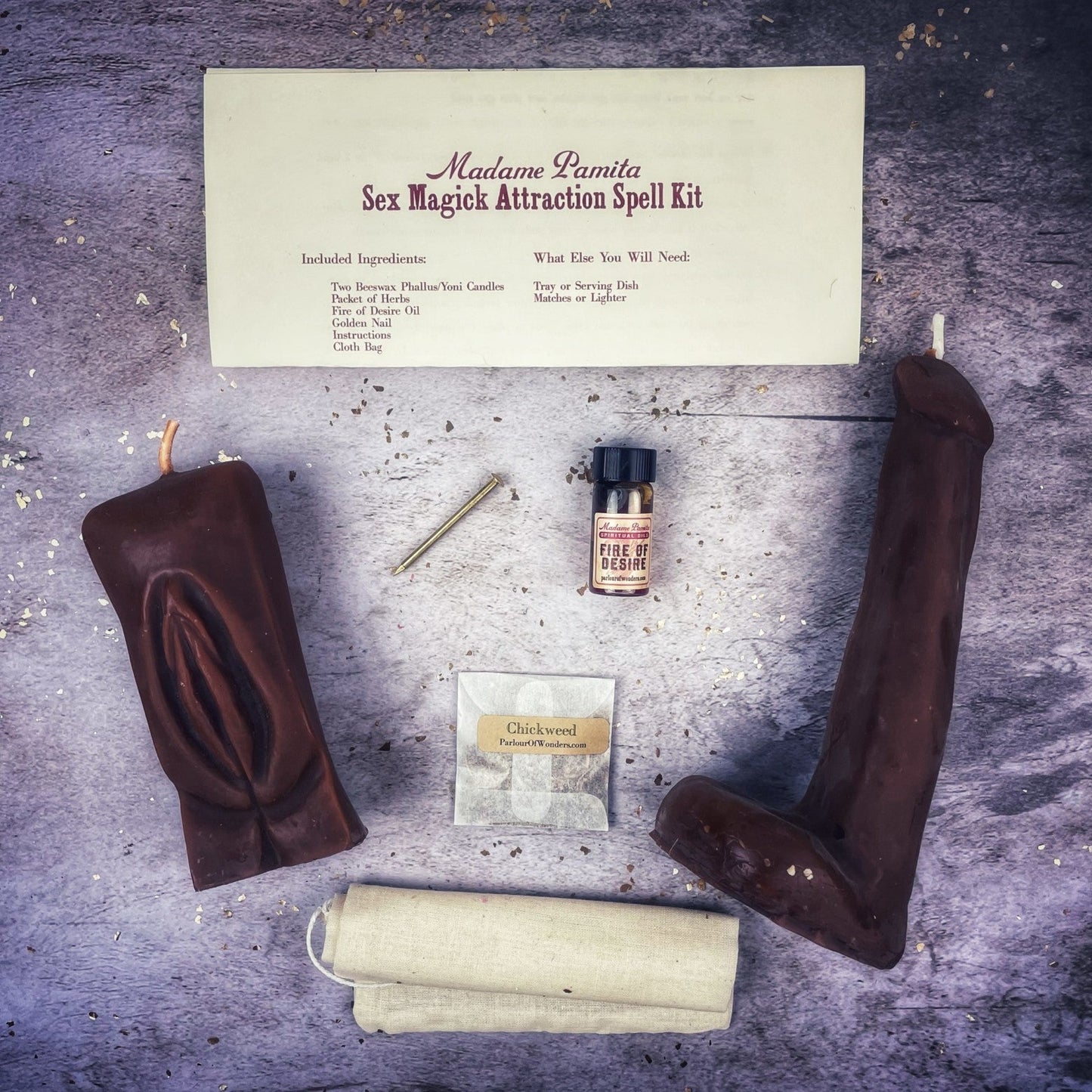 Sex Magick Candle Spell Kit - Yoni/Phallus - Passion & Attraction