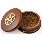 Mystical Wooden Pentagram Herb Grinder For Rituals