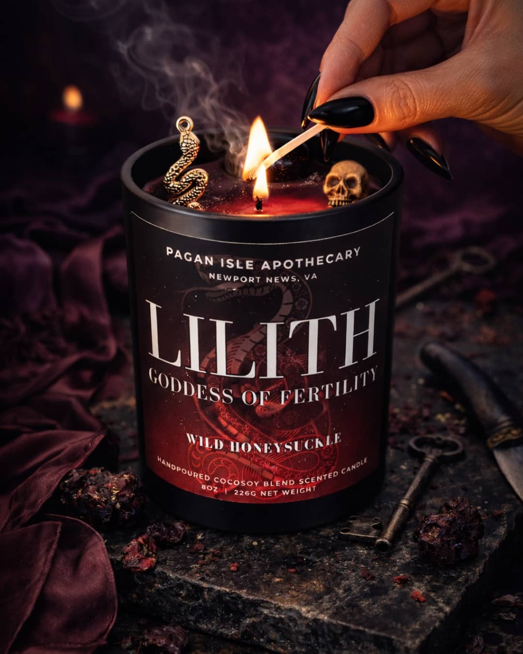 Lilith Crystal Candle | Independence & Power Spell Candle