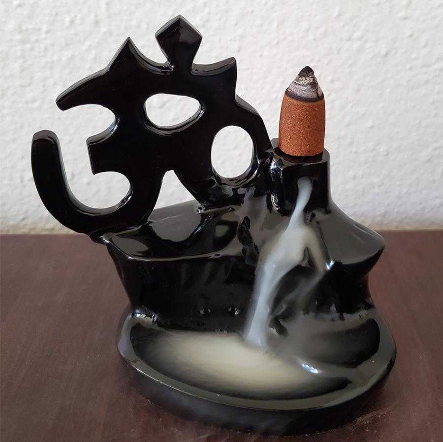 Om Backflow Waterfall Incense Burner for Spiritual Rituals