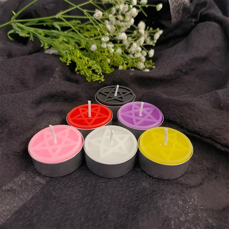 Pentacle Beeswax Tea Light Candles for Rituals and Spells