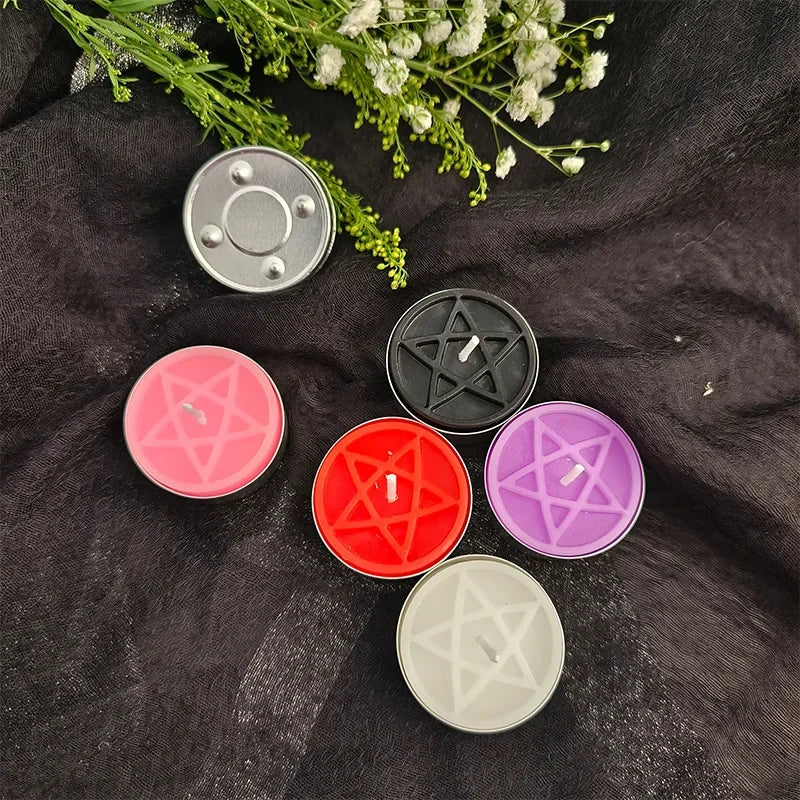 Pentacle Beeswax Tea Light Candles for Rituals and Spells