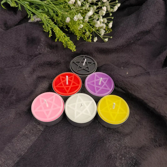 Pentacle Beeswax Tea Light Candles for Rituals and Spells