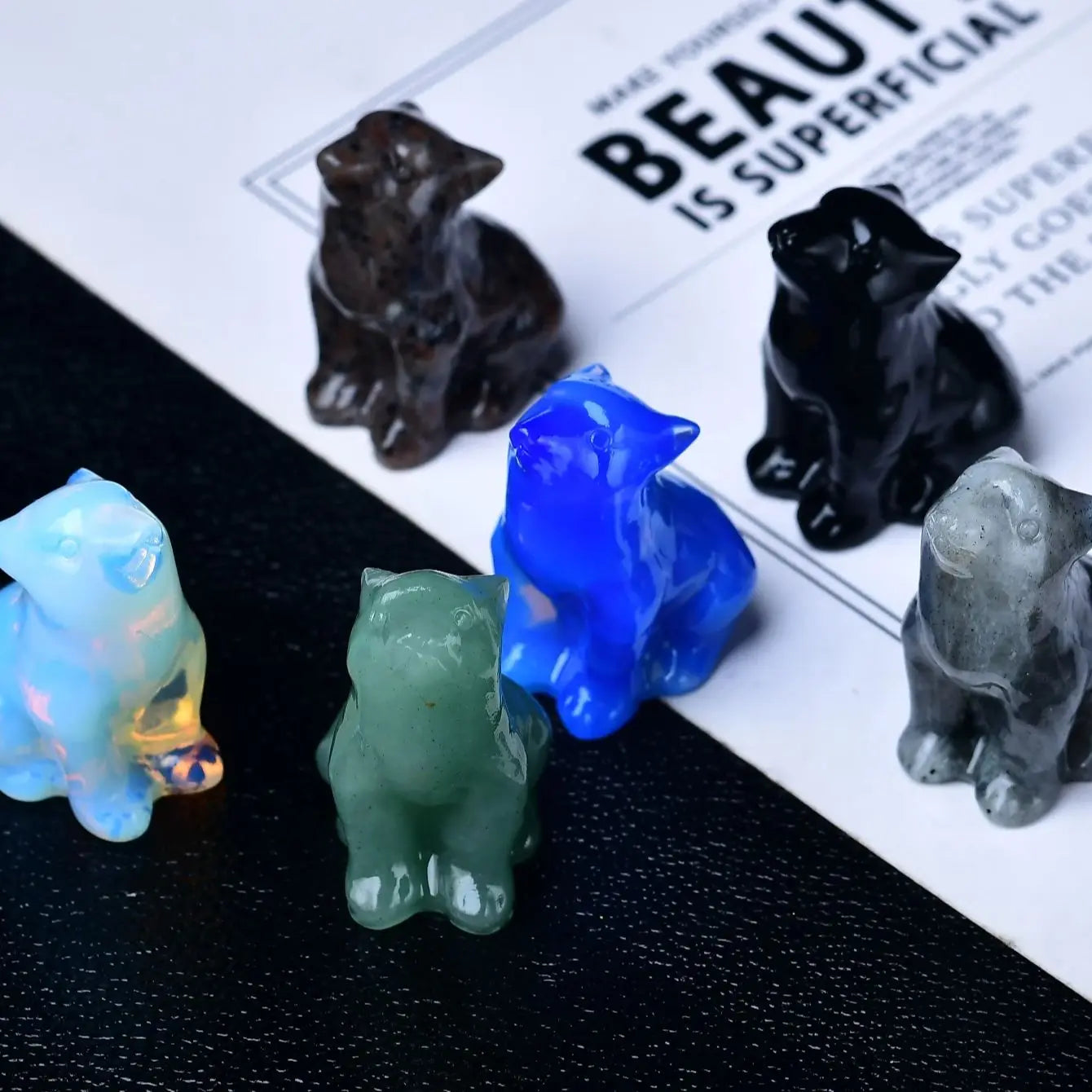 Healing Crystal Wolf Statues for Meditation and Protection