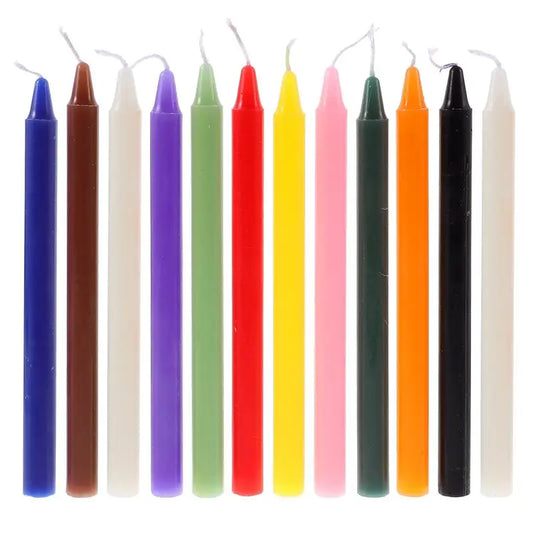 12-Piece Colored Ritual Taper Candles for Healing Intentions
