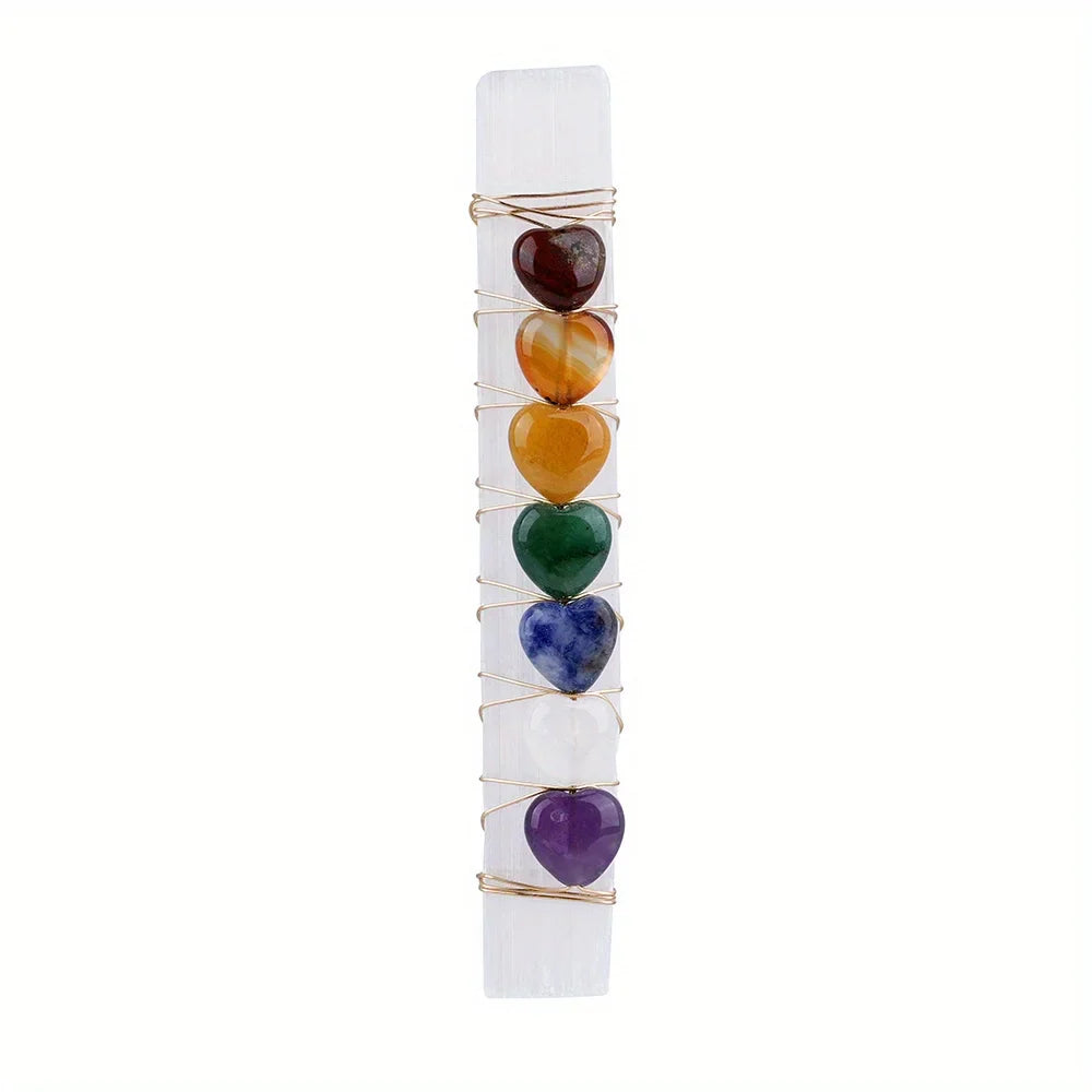 Premium Chakra Heart Selenite Crystal Wand for Healing