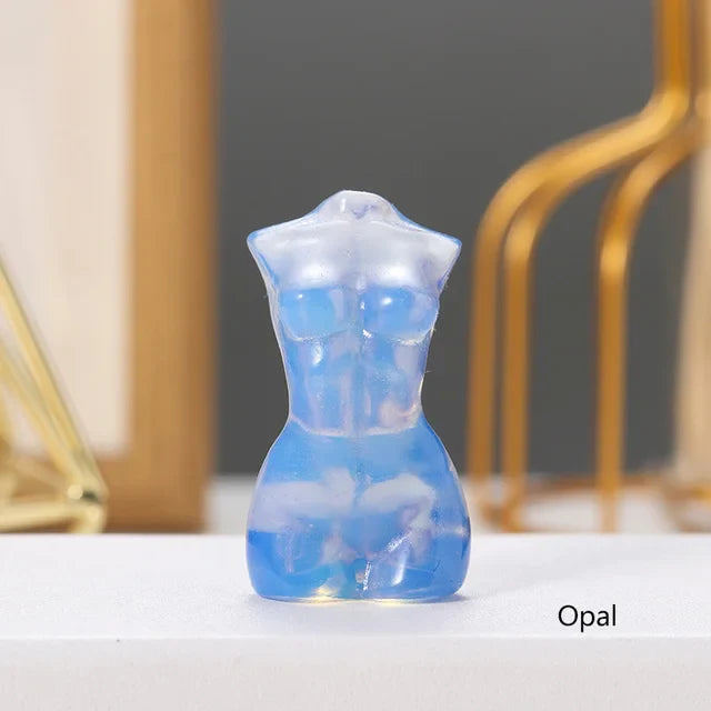Natural Crystal Female Figurines with Healing Stones