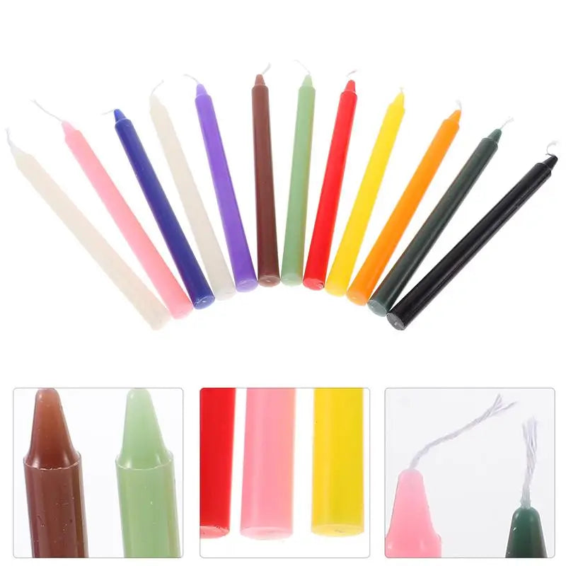 12-Piece Colored Ritual Taper Candles for Healing Intentions