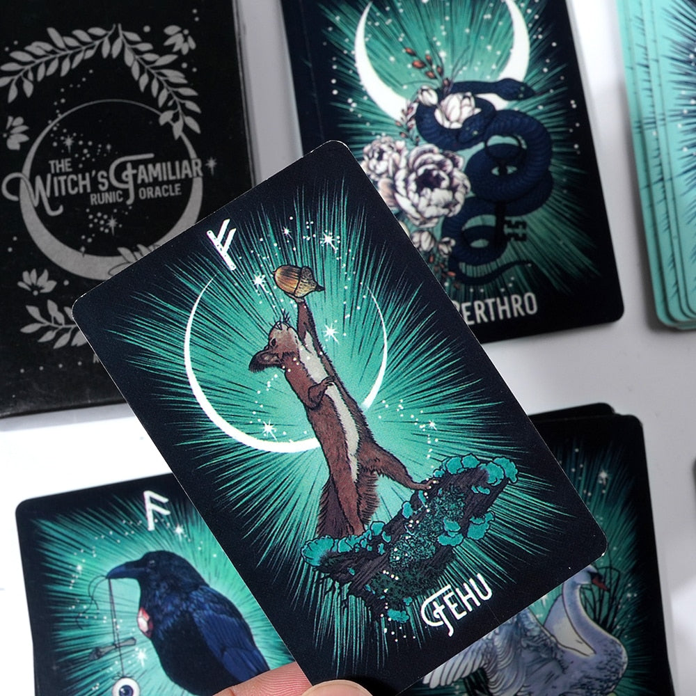 The Witch's Familiar Runic Oracle Deck for Mystical Guidance