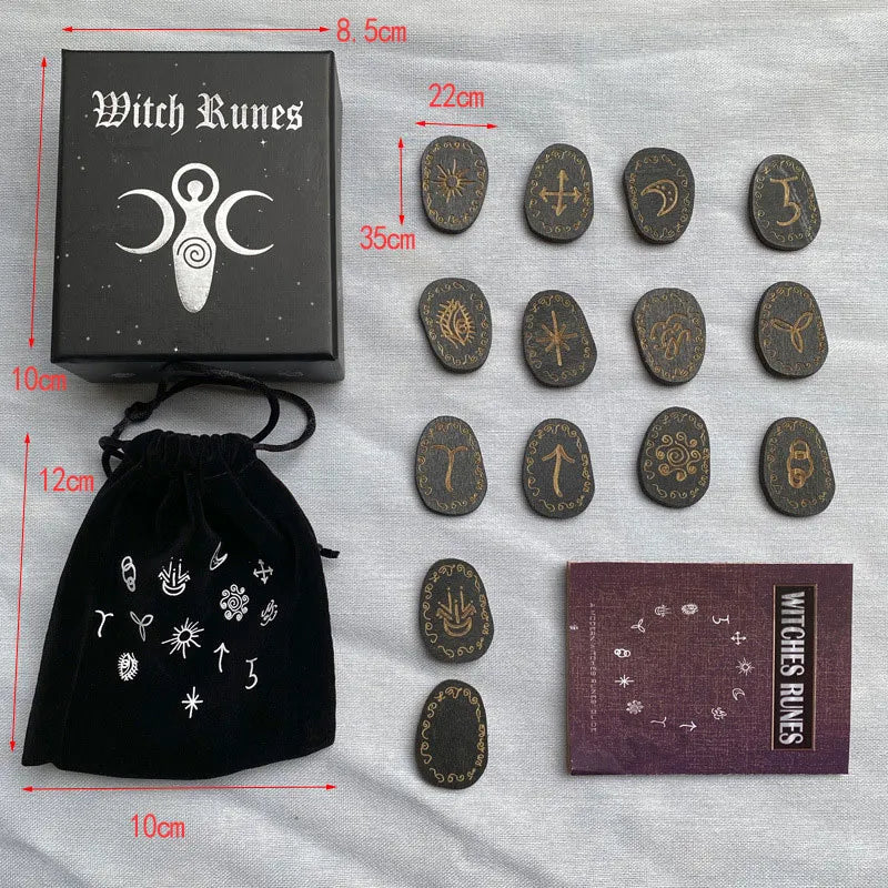 Premium Mystical Wooden Witches Runes Set For Rituals