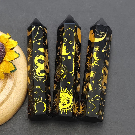 Obsidian Amethyst Crystal Tower Snake Sun Moon Star