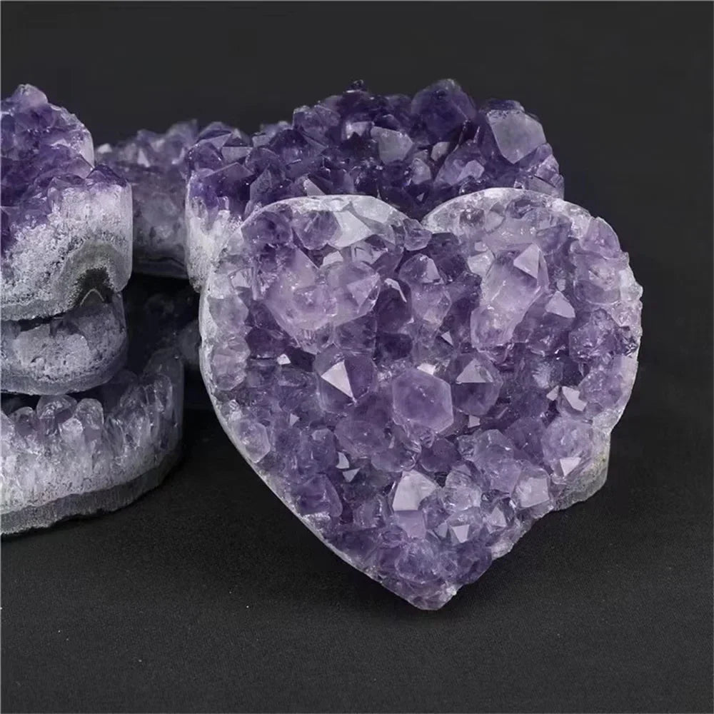 Healing Amethyst Druzy Crystal Heart for Anxiety Relief