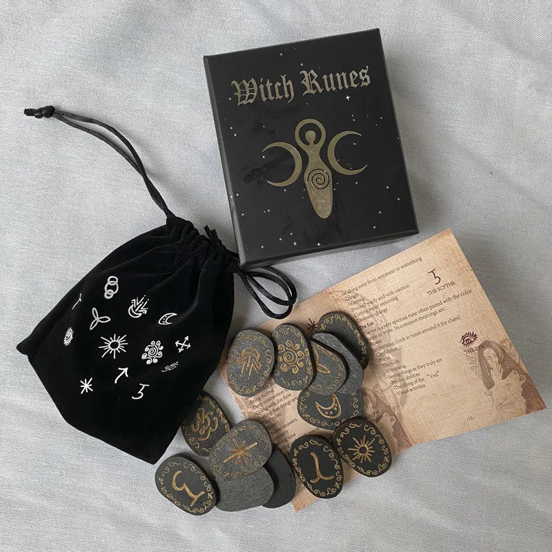 Premium Mystical Wooden Witches Runes Set For Rituals