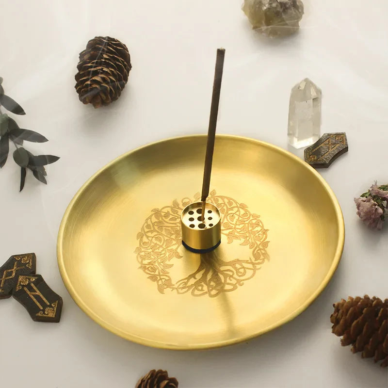 Gold Tree of Life Ritual Altar Plates for Smudging