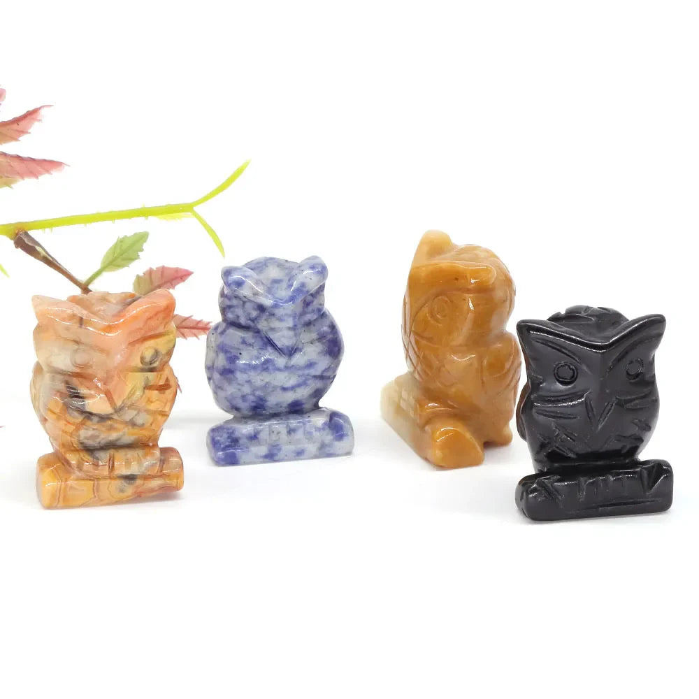 Mystical Owl Crystal Figurines for Protection and Love