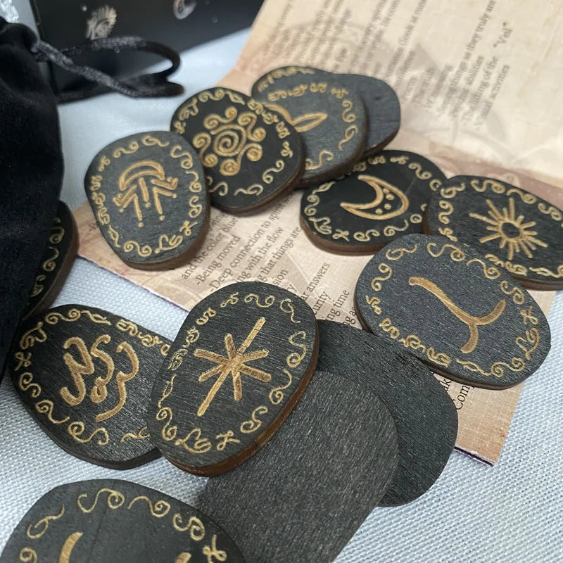 Premium Mystical Wooden Witches Runes Set For Rituals