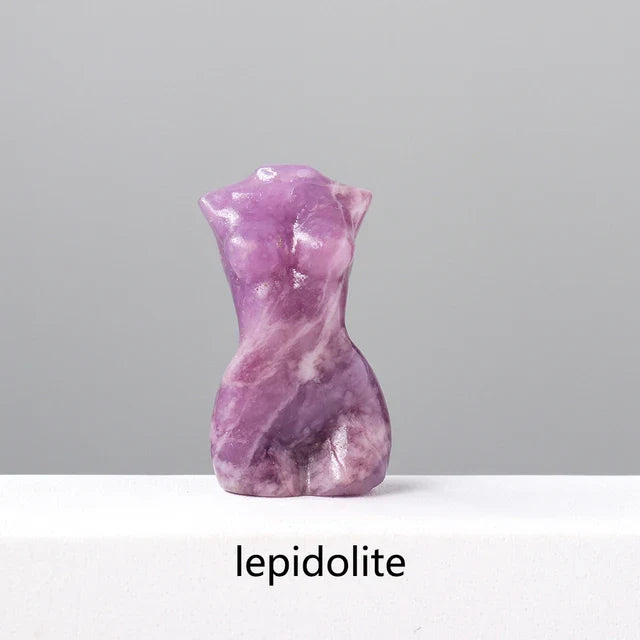 Natural Crystal Female Figurines with Healing Stones