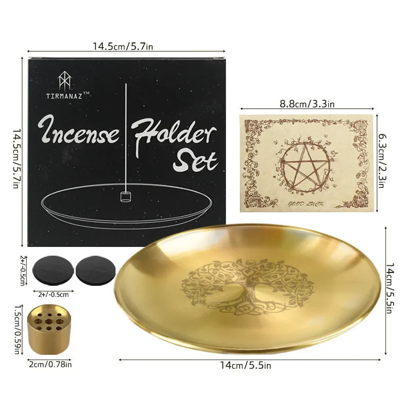 Gold Tree of Life Ritual Altar Plates for Smudging