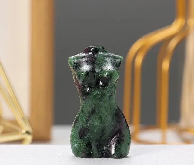 Natural Crystal Female Figurines with Healing Stones