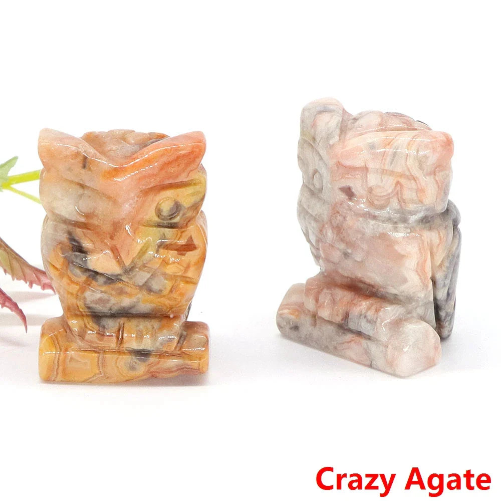 Mystical Owl Crystal Figurines for Protection and Love