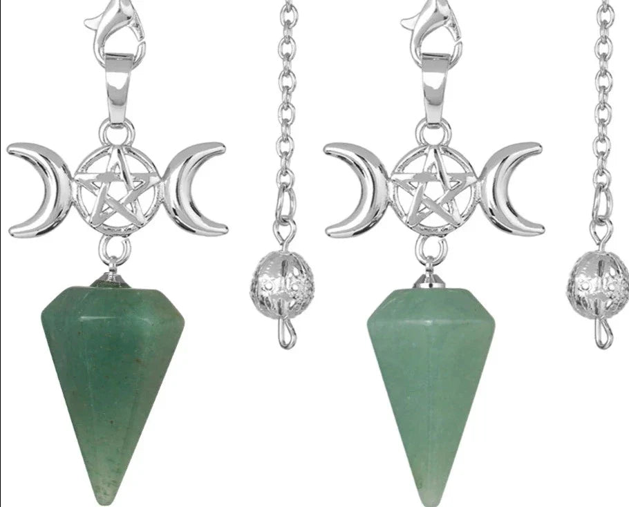 Triple Moon Pentacle Natural Healing Crystal Pendulums