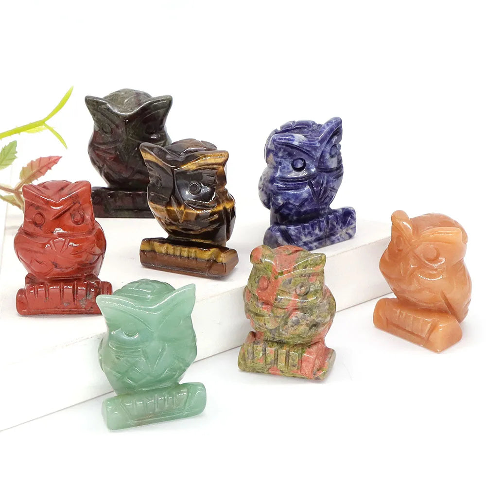 Mystical Owl Crystal Figurines for Protection and Love