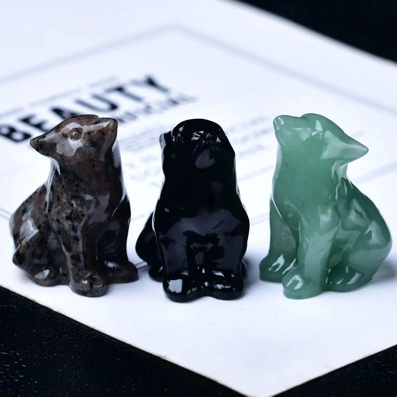 Healing Crystal Wolf Statues for Meditation and Protection