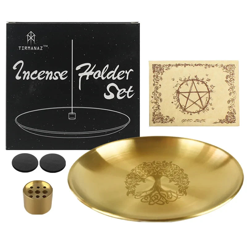 Gold Tree of Life Ritual Altar Plates for Smudging