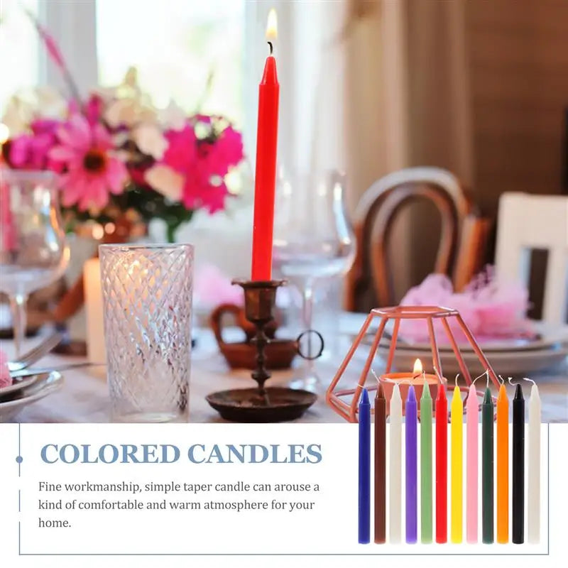12-Piece Colored Ritual Taper Candles for Healing Intentions