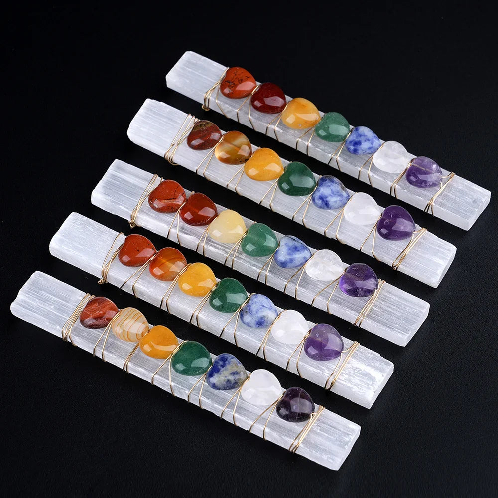 Premium Chakra Heart Selenite Crystal Wand for Healing