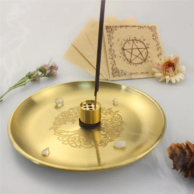 Gold Tree of Life Ritual Altar Plates for Smudging
