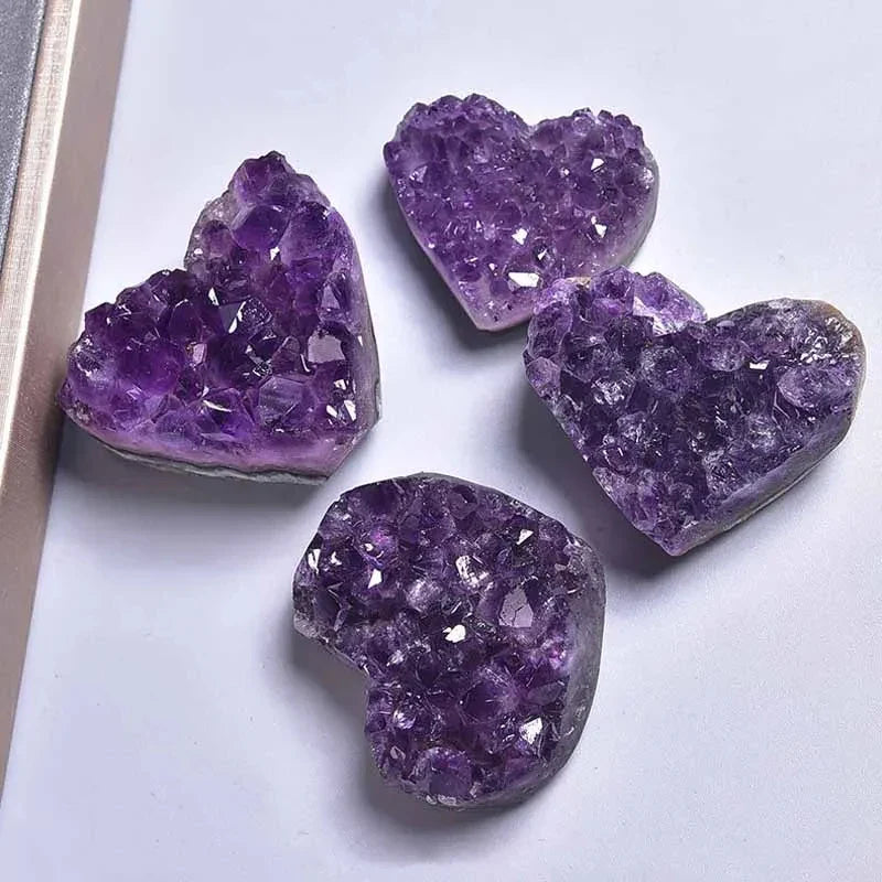 Healing Amethyst Druzy Crystal Heart for Anxiety Relief