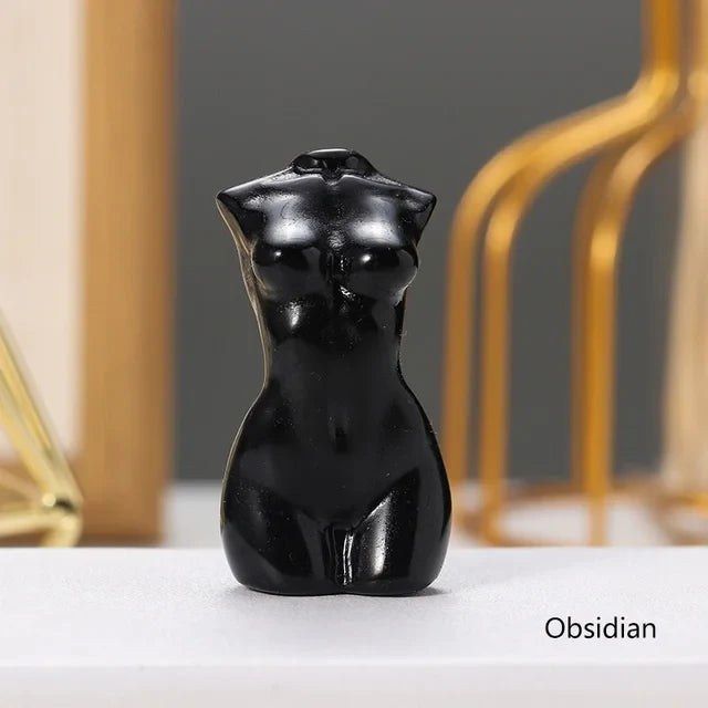 Natural Crystal Female Figurines with Healing Stones