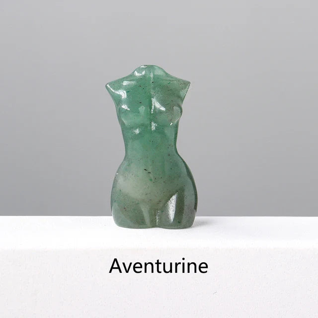 Natural Crystal Female Figurines with Healing Stones