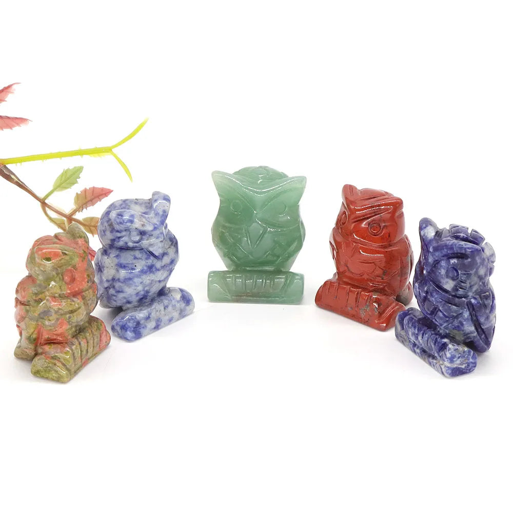 Mystical Owl Crystal Figurines for Protection and Love