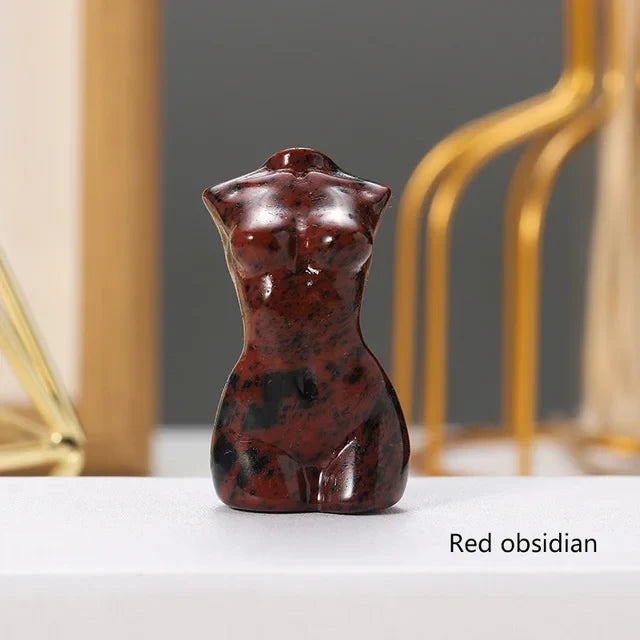Natural Crystal Female Figurines with Healing Stones